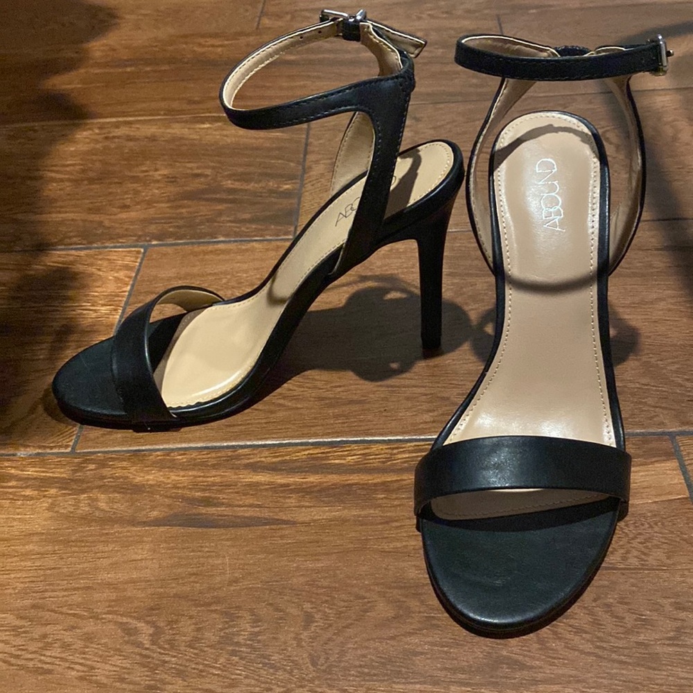 Black Open Toe Heels with ankle strap